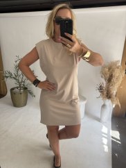 Šaty Basic s vypchávky-beige