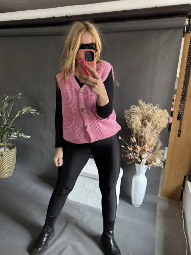 Pletená Vesta Chick-růžová