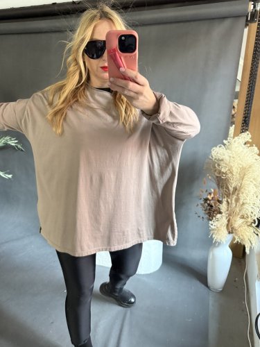 Tričko/tunika plus size-béžová