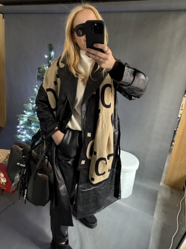 Koženkový Trenchcoat  Rosso-černý