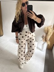 Nohavice Big Dots-beige