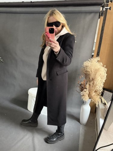 Kabát Jarní ve stylu dlouhého saka-černý