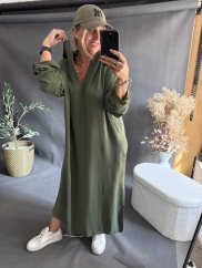 Košeľové šaty s kapucňou brandy-bavlnené-khaki