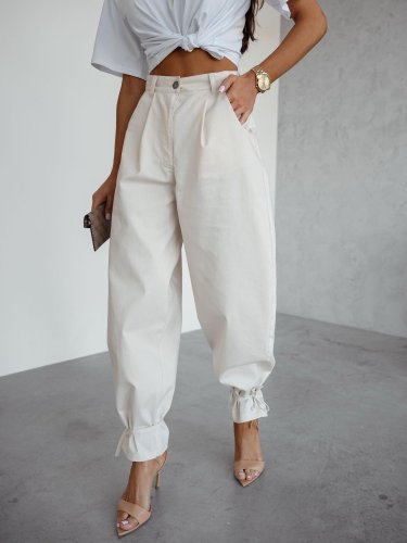 Nohavice v štýle Jeans krémové-veľkosť 36 a 38