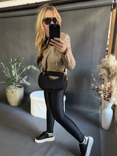 BODYSLIM LEGÍNY S PREŠITÍM - ČIERNá-nvý strih bez vreciek - Velikost: S