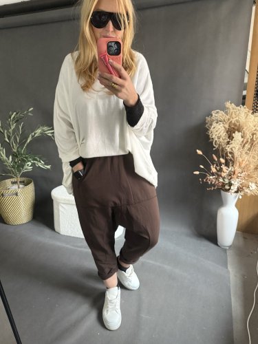 Teplákové nohavice nasrávacie fattale-hnedé