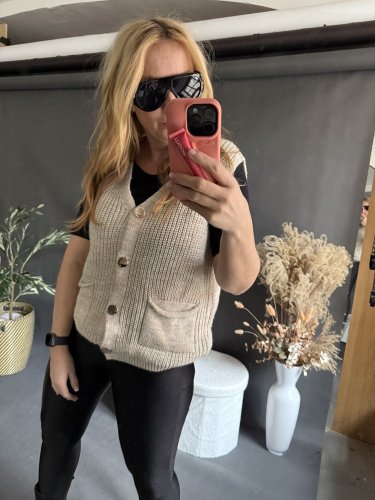 Pletená Vesta Chick-béžová