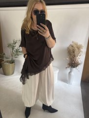 Tričko s čipkou-hnedá