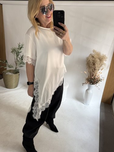 Tričko s krajkou-bílá
