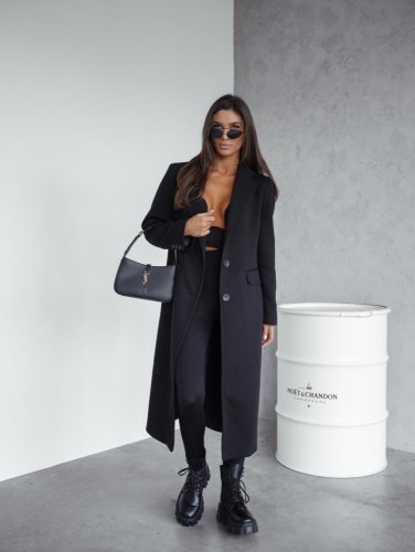 Kabát Jarní ve stylu dlouhého saka-černý