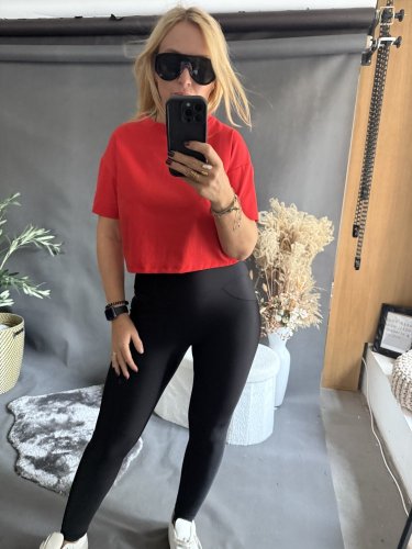 Tričko CROP viskoza-červené