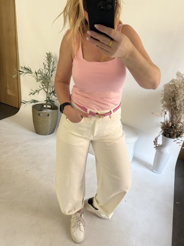 Džínsy New York--elastické, pohodlné-off white