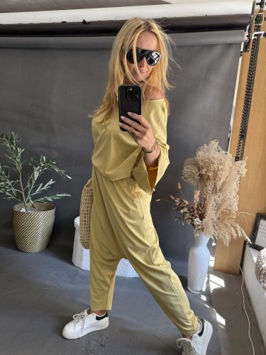 Kalhoty nasrávací Tencil-žlutá