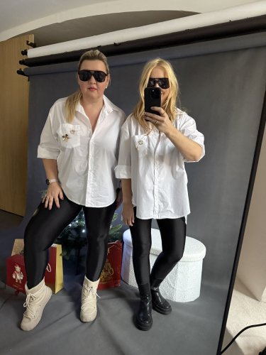 Košeľa Brošňa Oversize bavlna-bielá