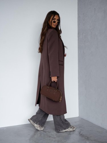 Kabát Jarní ve stylu dlouhého saka-hnědý