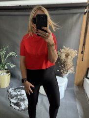 Tričko CROP viskoza-čiervené