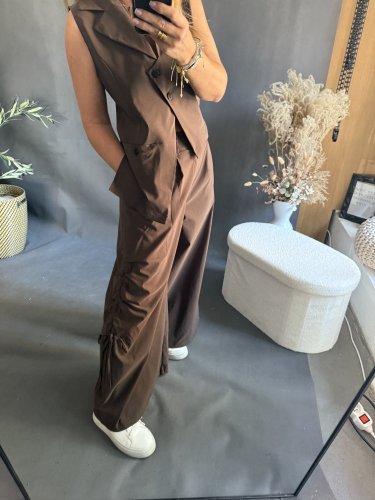 Nohavice so šnúrkou Sun hnedé