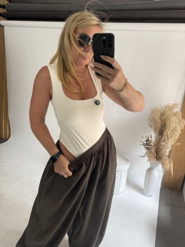 Body široké ramienka-beige - Velikost: S