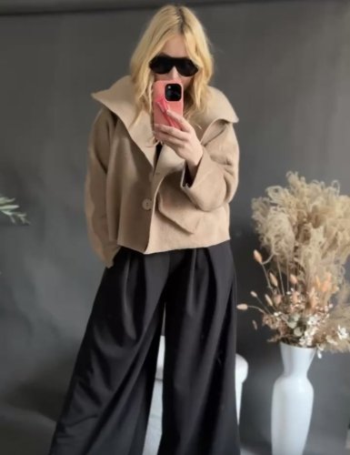 Kabátek Crop Miss zateplený-béžový