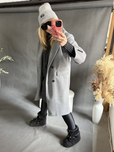 Vlnený kabát v štýle saka Zoe