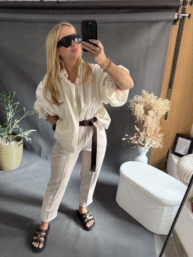 Košile oversize rukáv-béžová