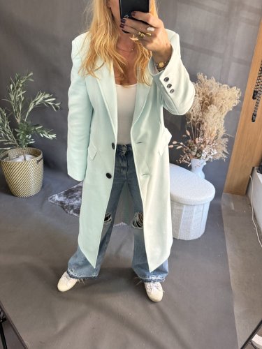 Kabát Jarní ve stylu dlouhého saka-mint-
