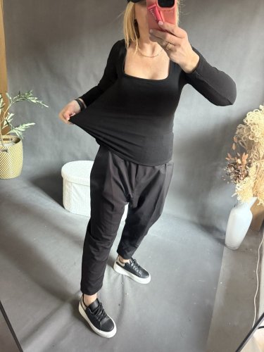 Tričko rebrované Elle-čierne