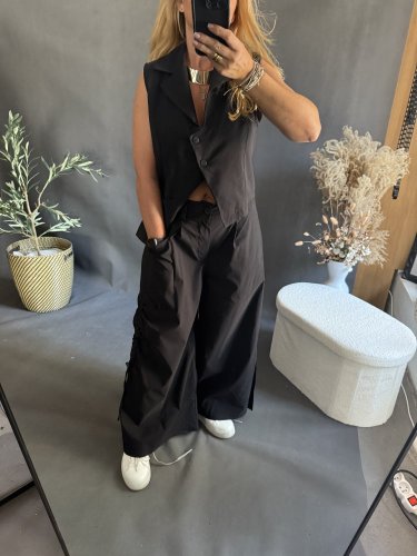 Nohavice so šnúrkou Sun čierné