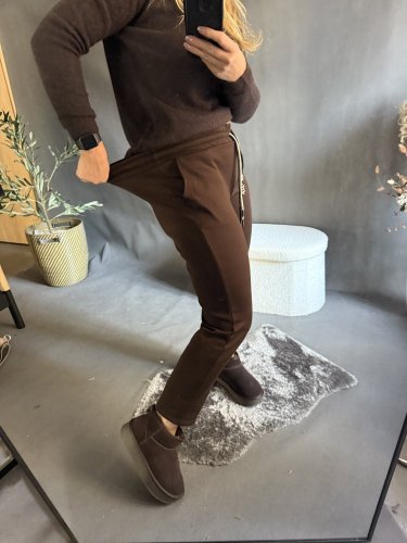 Nohavice Fashion-hnedé