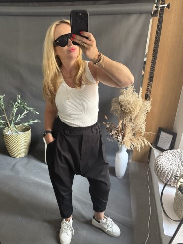 Kalhoty SUN bez knoflíku do 3XL-černé