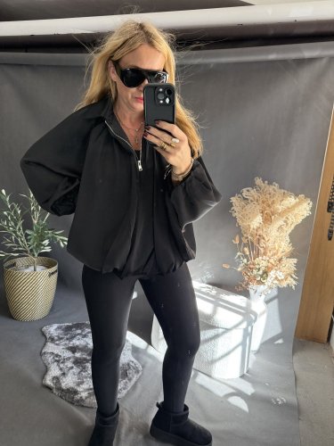 Bomber saténový čierný