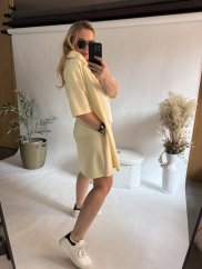 Šaty s kapucňou-neoprén nekrčivé-žlté