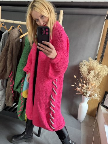 Oversize Cardigan Colours-růžový