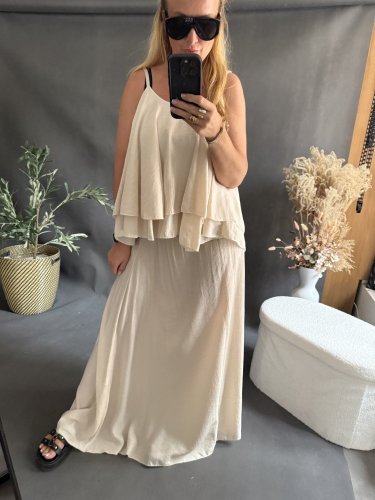 Set sukne a volániky-beige