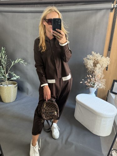 Kabátek Sun 2v1 s košilí-hnědý