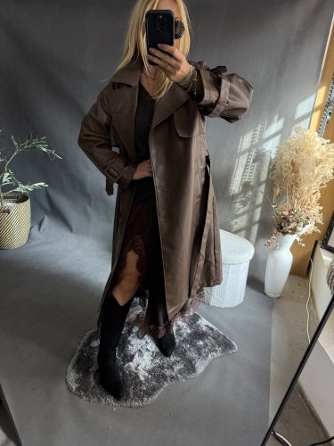 Koženkový Trenchcoat  Rosso-hnědý