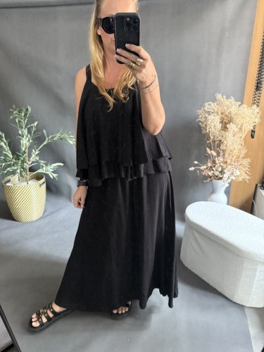 Set sukne a volániky-čierný