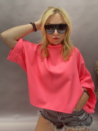 Oversize Halenka/Tunika Kimono-neon růžová