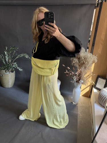 Nohavice Style-viskoza-pastelově žltá