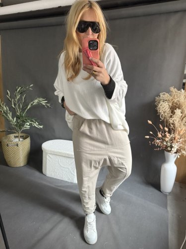 Teplákové nohavice nasrávacie fattale-béžové