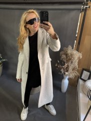 Kabát Jarní ve stylu dlouhého saka-světle šedý