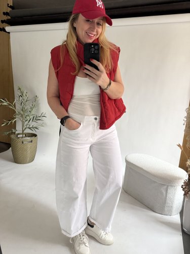 Džínsy New York--elastické, pohodlné-bílé