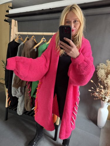 Oversize Cardigan Colours-růžový