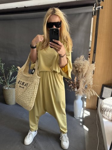 Kalhoty nasrávací Tencil-žlutá