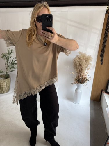 Tričko s čipkou-gold