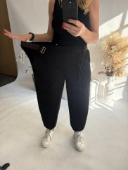 Nohavice crazy rovné dlhšie guma čierné