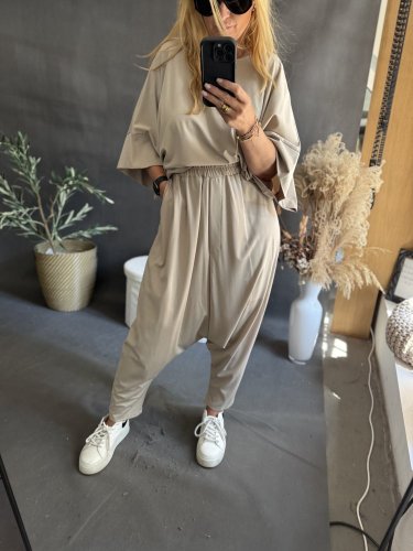 Kalhoty nasrávací Tencil-béžová