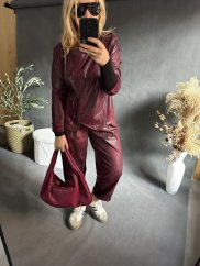Kalhoty SUN v leather/semiš optice-vínové