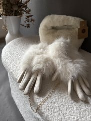 Rukavice s kožiskom-krémová