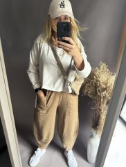 Crop mikina oversize Elen-béžová